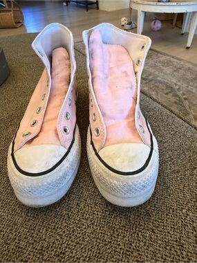 Women's Pink High-Top Canvas Sneakers